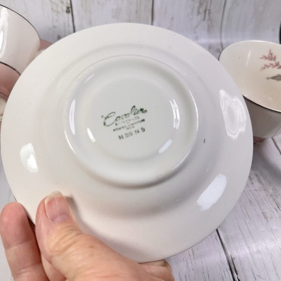 Set of 2‎ Homer Laughlin Vtg Egg Shell China Cavalier w Pink Rim Cups & Saucers - Picture 10 of 12